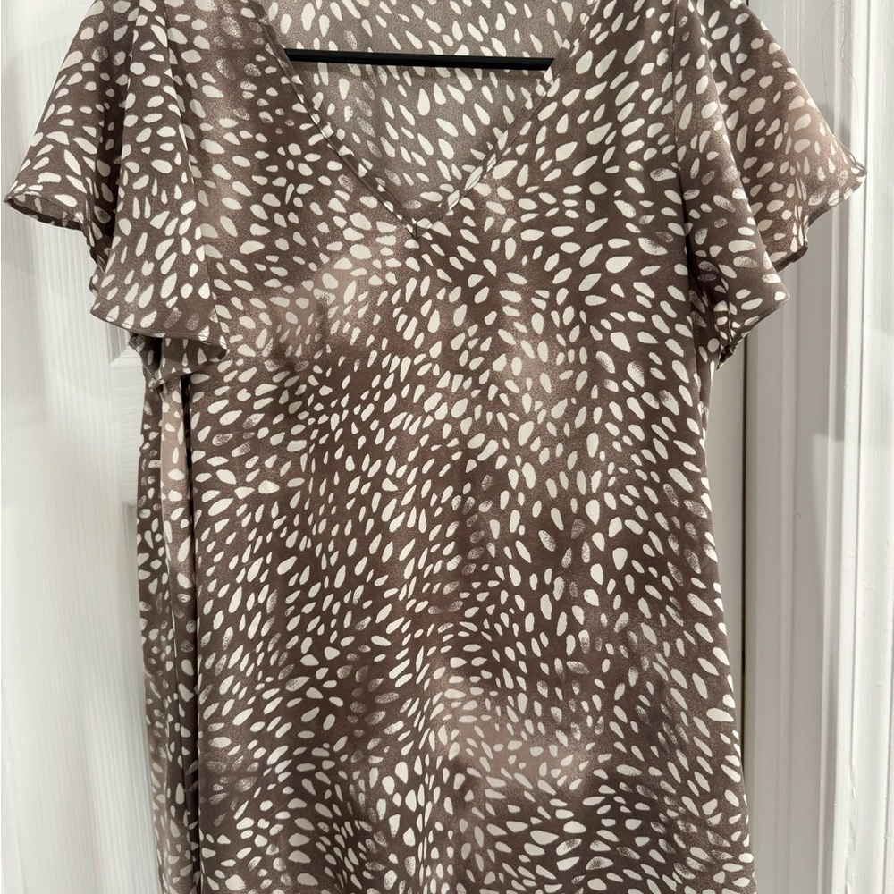 Buddy Love Cream and Brown Short Sleeve Blouse